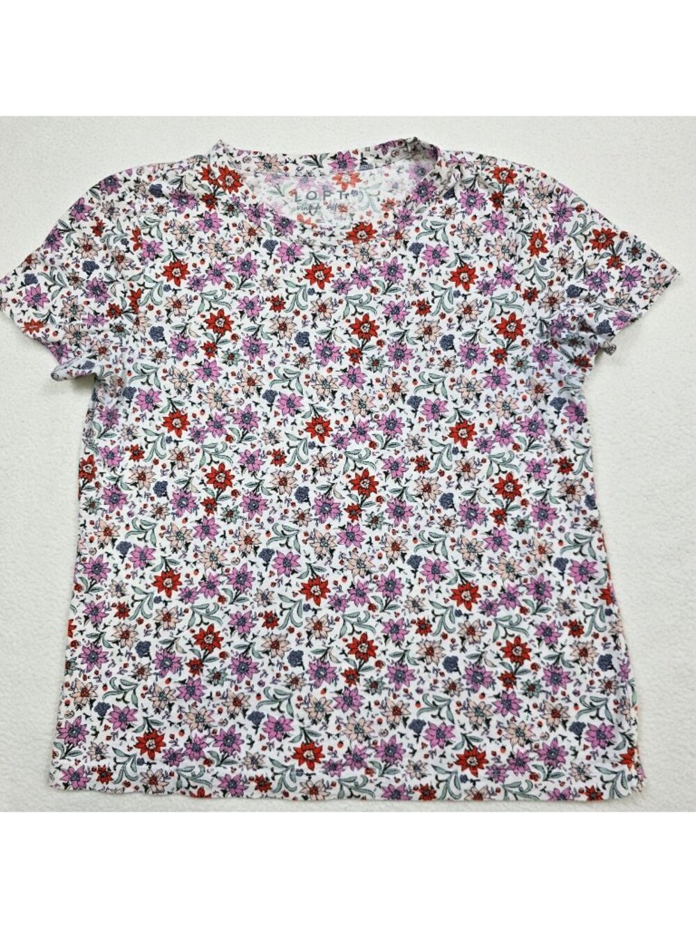 Loft Small Womens Vintage Soft T-Shirt Floral Boho Romantic Short Sleeve